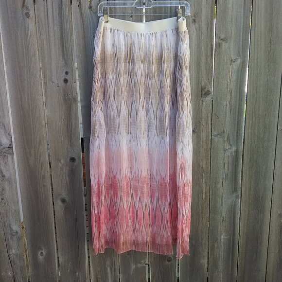 Chico's Women's Skirt Maxi Size 2 Large Peach, Beige Cream Long Elastic Band - Picture 3 of 12